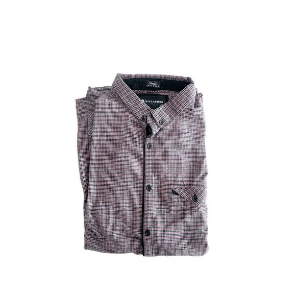 Billabong Men's Premium Tailored Casual Button Down Shirt Check Black Red XL - Picture 8 of 8